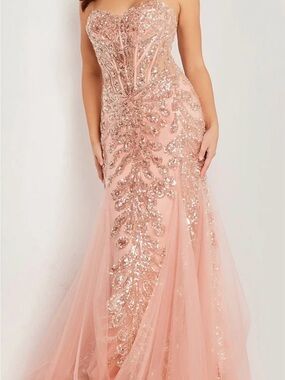 Jovani Blush Sweetheart Neckline Embellished Dress 37412